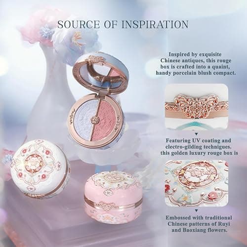 Butterfly Cloud Collar Rouge Box Highlighting & Blush Duo Powder, Flower Know Pink Matte Finish Blush & Highlighter Palette, Buildable & Blendable Makeup for Cheeks (Pastel Lotus) thumbnail 4