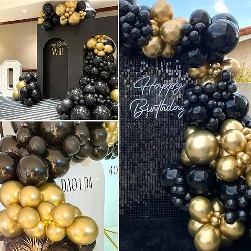 Black and Gold Balloons, 50PCS 12 Inch Black and Gold Confetti Balloon Party Decorations for Birthday,Graduation,New Years,Wedding,Engagement Party Decorations thumbnail 7