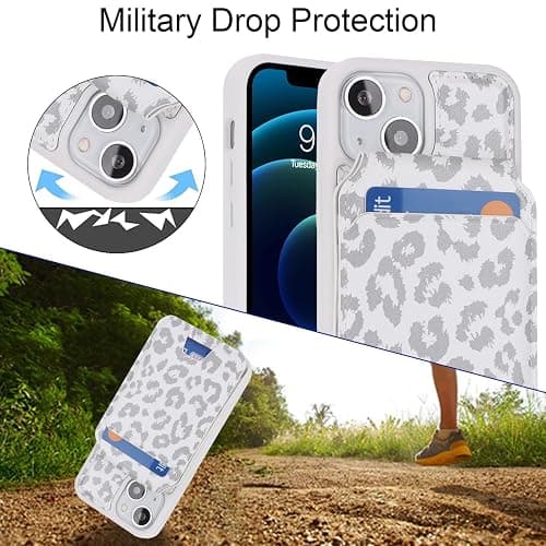Ｈａｖａｙａ for iPhone 13 Mini Case Wallet magsaf Compatible 2 in 1 Detachable Magnetic with Card Holder Back Cards Slot Pu Leather Shockproof Stand Phone case for Women Men-White Leopard Print thumbnail 6