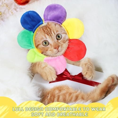 Weewooday 5 Pieces Cat Costume Christmas Bunny Hat Outfit with Ears Funny Cat Hat and Small Dogs Kitten Puppy Party Christmas Easter Costume Accessory Headwear(Vivid Style) thumbnail 3