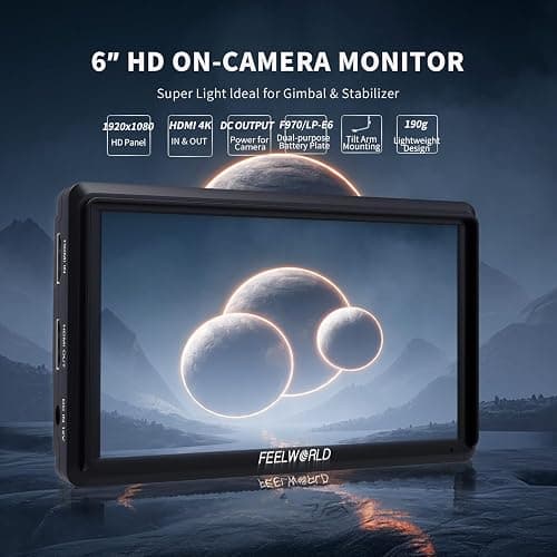FEELWORLD S55 6 inch Camera DSLR Field Monitor Small Full HD 1920x1080 IPS LUT Video Peaking Focus Assist with 4K HDMI 8.4V DC Input Output Professional Video Accessories thumbnail 2