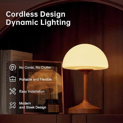 Dawnwake Mushroom Lamp Cordless Lamp Table Lamp,Outdoor Waterproof Shower Lamps,5000mAh Rechargeble Battery Operated Dimmable Touch Desk Lamps,LED Night Light for Bathroom Patio Camping Restaurant thumbnail 8