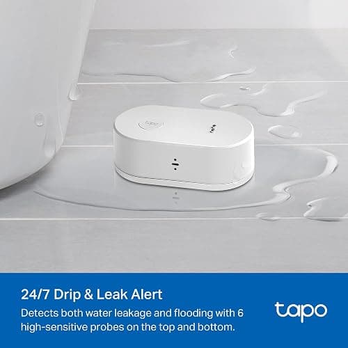 Tapo T300 Smart Water Leak Detector, Water Leak Sensor, Drip Leak Alert, Real-Time Notifications, 90 dB Alarm, IP67 Waterproof, Battery Included, Flexible Installation, Visible Alarm with Tapo Lights thumbnail 3