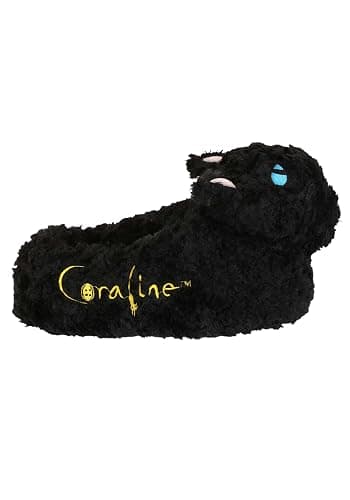 Coraline Cat Adult Slippers - Polyester, Embroidered Details, Foam Soles, Anti-Slip Grips, Officially Licensed thumbnail 6