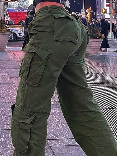 WGXWGX Y2K Style High Waist Wide Leg Jeans Cargo Pants Long Denim Baggy Straight Leg Multi Flap Pockets Retro Streetwear thumbnail 4