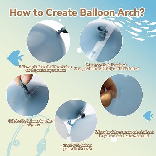 CROSSFINGERS Fishing Blue and Sage Green Balloon Arch Garland Kit, 149pcs Light Blue Brown Gray Balloons Different Size for Fishing Theme Birthday Baby Shower Party Decorations thumbnail 7