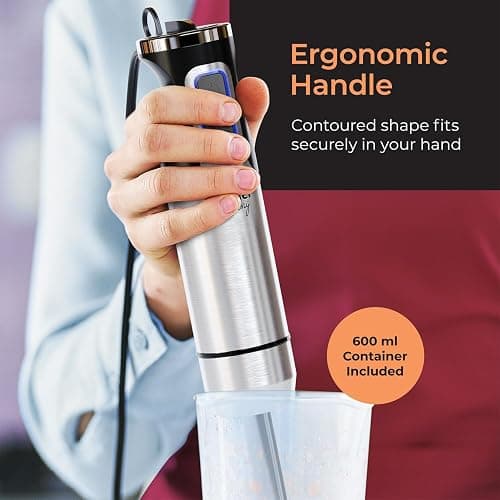 MuellerLiving Immersion Hand Blender Full Set - 8 Speed Immersion Blender, Hand Mixer with 7 Attachments: Stainless Steel Blade, Whisk, Milk Frother, Beater, Mixing Hooks, Potato Masher, Chopper Bowl thumbnail 9