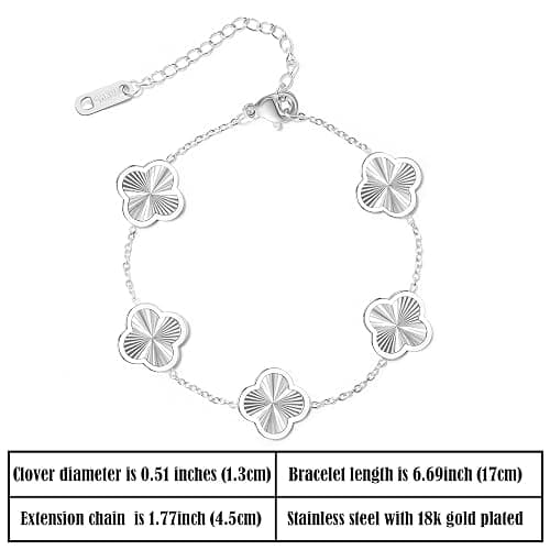 WSupikio 3PC Clover Bracelets Set 18k Gold Plated Lucky Clover Bracelet Women Adjustable Link Bracelets Cute Gold Jewelry thumbnail 2