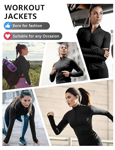 Dalavch 3 Pack Womens Cropped Full Zip up Workout Jacket Slim Fit Running Athletic Gym Yoga Sports Jacket with Thumb Holes thumbnail 6