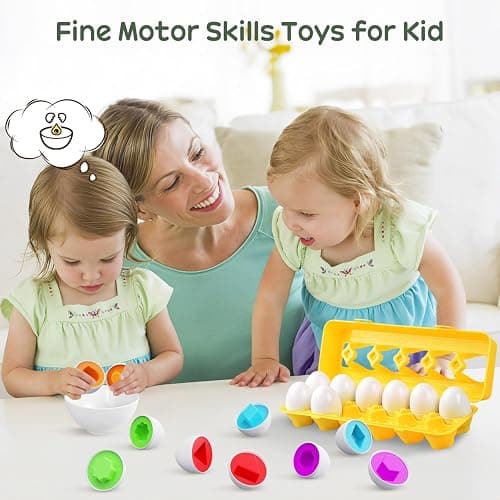 CPSYUB Matching Eggs Toys Christmas Basket Stuffers Color & Shape Recognition, Easter Eggs Toys for Baby Easter Travel Bingo Game, Sensory Early Learning Fine Motor Skills for Year Old Kids(Yellow) thumbnail 6