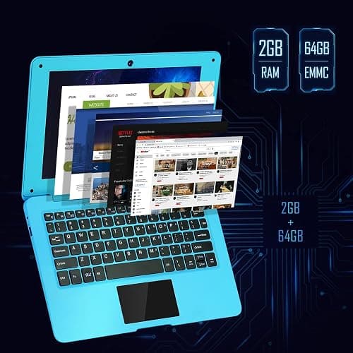 G-Anica Laptop Computer(10.1 inch), Quad Core Powered by Android 12.0, Netbook Computer with WiFi, Webcam and Bluetooth, Mini Laptop with Bag, Mouse, and Mouse Pad for Kids and Adults（Blue） thumbnail 3