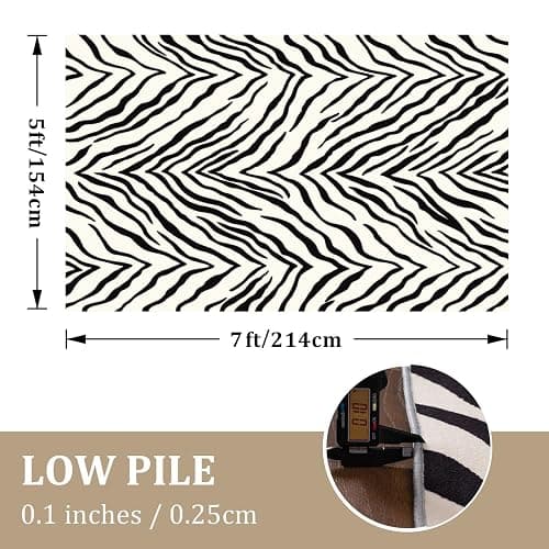 YIHOUSE Tiger Washable Area Rugs 5'x7', Black and Beige Modern Rug for Living Room, Bedroom, Ultra Thin Animal Stripe Print Rug for Girls Boys Nursery, Playroom, Dorm Room thumbnail 2