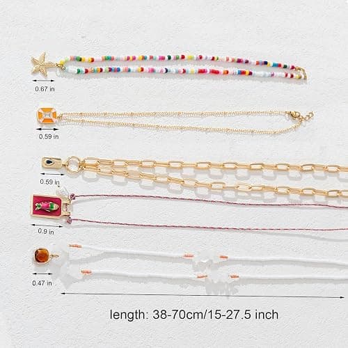 TUKVESZE Pendant Necklace Set Bohemian Style Beaded Fish Star 5 Layered Collarbone Chain, Handcraft Jewelry Accessory for Vacation Party Daily Accessories thumbnail 5