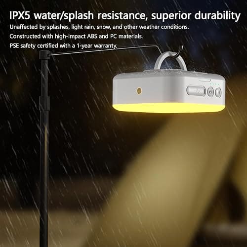 Solar Camping Lantern Rechargeable, 5200mAh Camping Lights 3000LM Camping Lights up to 144 Hours 5 Light Modes, IPX5 Waterproof Lanterns for Power Outages Portable Power Supply thumbnail 6