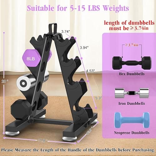 TomCare 6-Tier|5-Tier|4-Tier Dumbbell Rack Stand Only, Weight Rack for Home Gym Storage Stand for Weights Metal A-Frame Strength Training Dumbbell Holder with Handle (Dumbells not Included) thumbnail 3