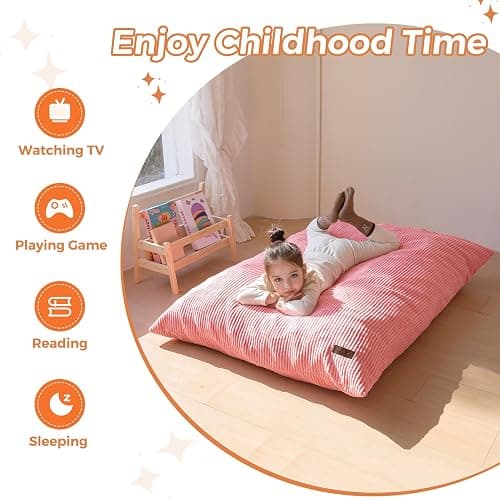 MAXYOYO 3 in 1 Kids Bean Bag Chair Bed, Convertible Chair Folds from Bean Bag to Lounger, Child Floor Sofa for Gaming, Reading, Floor Mattress with High-Density Foam Filling thumbnail 6