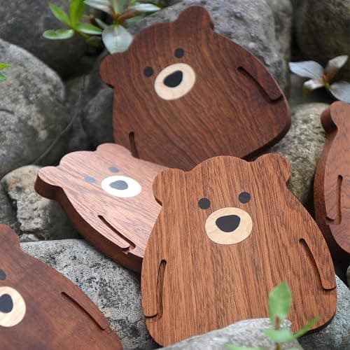 Wood Coasters for Drinks Absorbent, Handmade by Multiple Wood Inlays—Sapele Wooden Coaster Sets for Coffee Table Dining Table Wooden Table Coasters for Desk, Farmhouse, Office, Bar,Set of 6 thumbnail 5