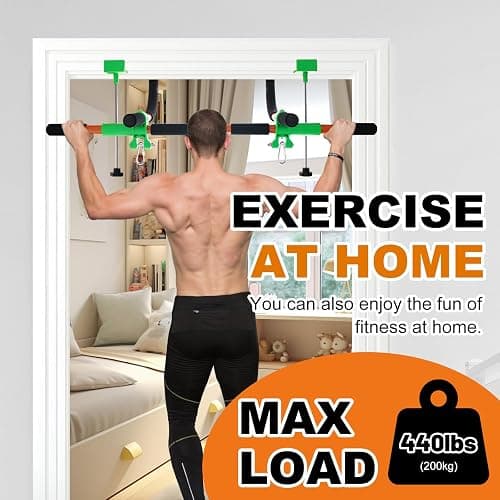 Doorway Swing mount for Kids & Door Pull Up Bar for Adults, Indoor Kid Swing with 4 Accessories, Multi-Function Doorway Gym, Fits Door Frame 24.41-30.51'' W x 3.94-6.69'' Thickness (Orange) thumbnail 5
