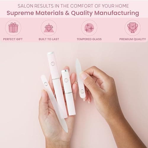 Malva Belle Crystal Glass Nail File Set for Women - 2 Pack Gift Set with Travel Cases - Best Reusable Files for Natural Nails & Gel - Professional Czech Glass - Great Gift for Women - Pink (3mm) thumbnail 2