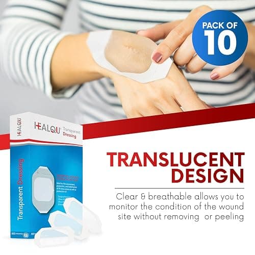Transparent Film Dressing, 2.3" x 2.75" Pack of 20 Waterproof Wound Bandage Adhesive Patches, Post Surgical Shower or IV Shield, Tattoo Aftercare Bandage by Healqu thumbnail 3