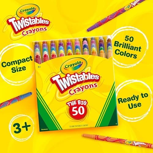 Crayola Mini Twistables Crayons for Kids (50ct) Stocking Stuffers & Holiday Gifts, No Peel Toddler Crayons for Coloring Books, Arts & Crafts Supplies, 3+ thumbnail 6