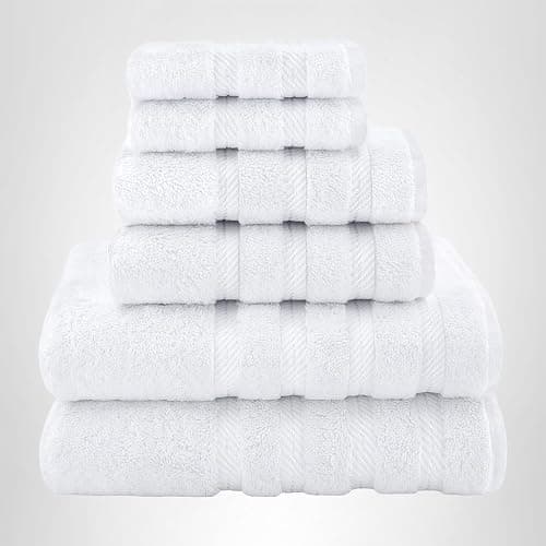 American Soft Linen Luxury 6 Piece Towel Set, 2 Bath Towels 2 Hand Towel 2 Washcloths, 600 GSM 100% Cotton Turkish Towels for Bathroom, White Towel Sets thumbnail 10