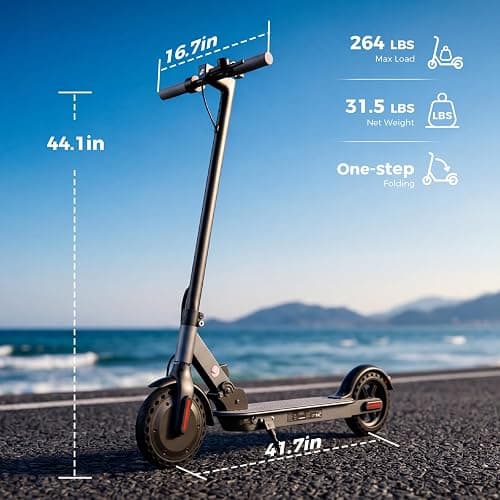Oslich Electric Scooter Adults, 1000W/500W Motor, 28/21 Miles Max Range, 10''/8.5" Tires All Terrain, 25/21 MPH Top Speed, Lightweight Commuting E Scooter, Foldable for Adults Teens thumbnail 7