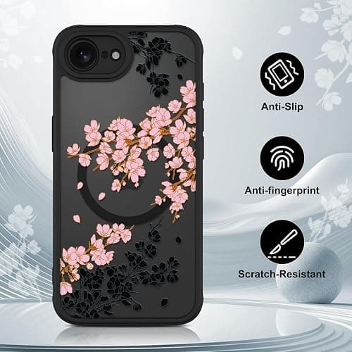 OOK Pink Flowers Phone Case Made for iPhone 16e 2025 and iPhone 17e 2026 | Compatible with MagSafe, Magnetic, Translucent Phone Cover, Soft TPU + Hard PC, Anti-Scratch, Shockproof, for Women thumbnail 5