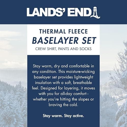 Lands' End Thermal Underwear for Men 3 Pc. Set – Warm Long Johns for Men Base Layer Long Sleeve Shirt, Pants & Socks thumbnail 7
