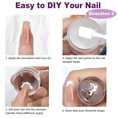 Nail Stamper Nail Art Brushes - French Tip Nail Stamp Clear Nail Art Stamper Jelly with Scraper, 3pcs Nail Pen Brushes, Soft Silicone Stamper Printer DIY French Tip Nail Stamping (3Pcs) thumbnail 4