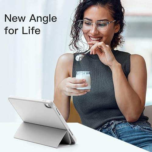 Akkerds Compatible with iPad (A16) 11th Generation Case 11 Inch 2025, for iPad 10th Generation Case 10.9 Inch 2022 with Pencil Holder, Slim Trifold Stand Protective Cover with Soft TPU Back,Light Gray thumbnail 2