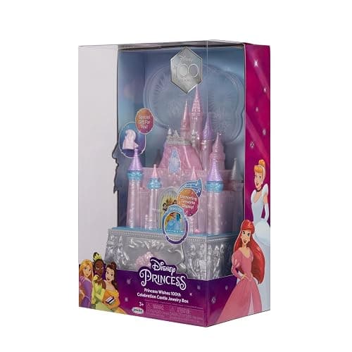 Disney Princess Jewelry Box for Girls Princess Castle Keepsake Jewelry Box with Music & Firework-Like Light Show, Plays Song “A Dream Is a Wish Your Heart Makes” thumbnail 9