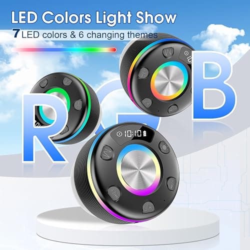 OYIB Bluetooth Shower Speaker, Portable Bluetooth Speaker 360° HD Sound, RGB Lights, IPX7 Waterproof Wireless Speaker with Suction Cup and Mic, Shower Radio for Party/Outdoor/Travel/Gifts/Black thumbnail 4