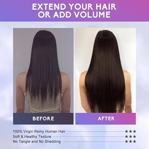 ZNXDJXE Dark Brown Clip in Hair Extensions Real Human Hair Invisible Seamless Remy Human Hair Clip in Extensions for Women 18 Inch 100g, 8pcs Per Set with Double Weft thumbnail 6