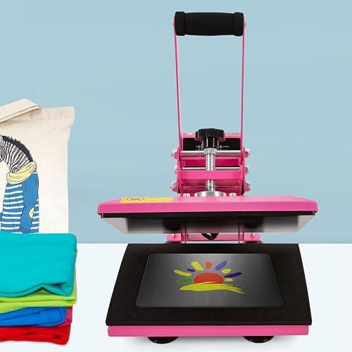Heat Press Machine 11.8 * 9inch, 700W Heat Press Machine 4 Heating Tubes with Silicone Suction Cups and 0-752 ° F Temperature Adjustment for T Shirts, T Shirt Press Machine (Pink) thumbnail 3