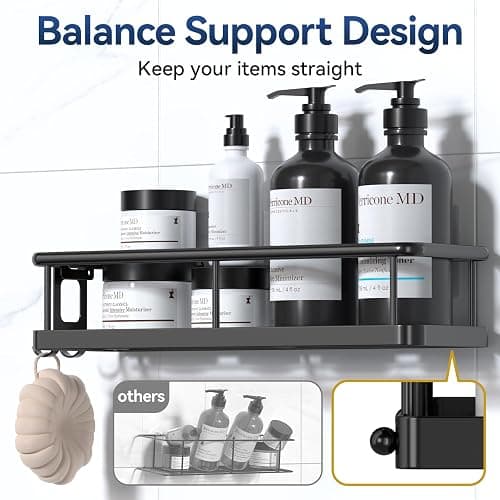 YASONIC Shower Caddy Adhesive, Rustproof Shower Organizer, Large Capacity Shower Shelves for Inside Shower, No Drilling Bathroom Organizers and Storage for Home Decor （2 Pack Black） thumbnail 7