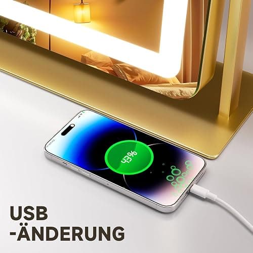 Hasipu Kosmetikspiegel mit Lichtern, 80 x 55cm LED Schminkspiegel, beleuchteter Schminkspiegel mit dimmbaren 3 Modi, Kosmetikspiegel mit Touchscreen Steuerung, Quadratisch Weiß thumbnail 7