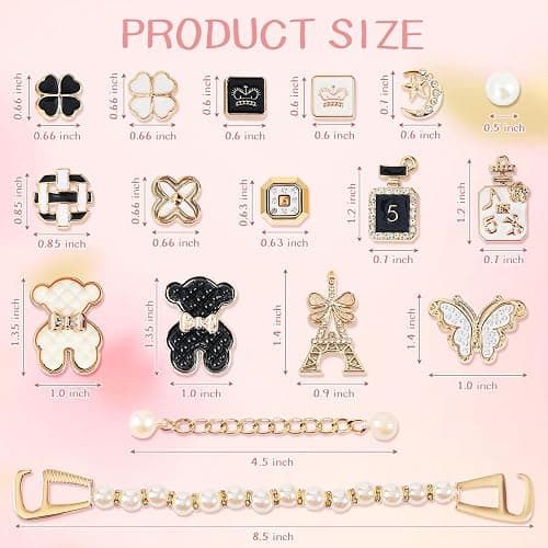 22 PCS Shoe Decoration Charms for Women, Bling Girly Shoe Chains for Clog Sandals, Golden Rhinestone Shoe Accessories Decoration Jewels Party Favors thumbnail 5