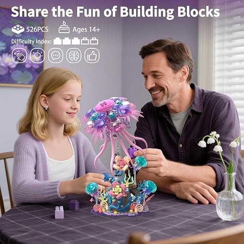 youeefy Enchanted Jellyfish Building Kit with Halloween & Christmas Festive Vibes, 526 Pcs Underwater Creature Building Blocks Set (presale) thumbnail 4