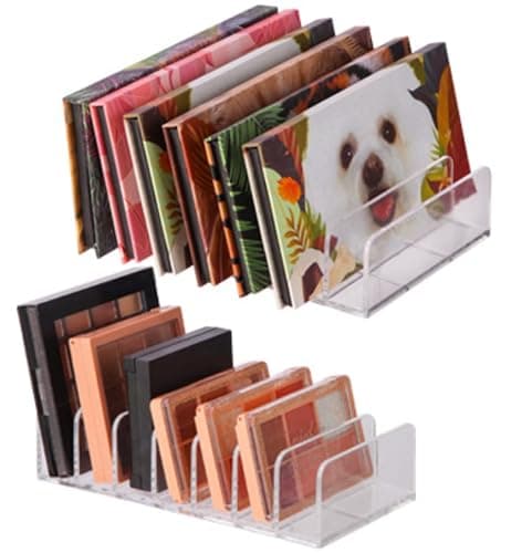 YRDGRG 2 Pcs Eyeshadow Palette Organizer Use for Bathroom Countertops, Wardrobe, Shelf, Drawer, Sunglasses, Wallet, Contour Kit (Cosmetic Storage Box Small&Large) Makeup (Clear), 7.08x5.12x1.97 in - Image 1