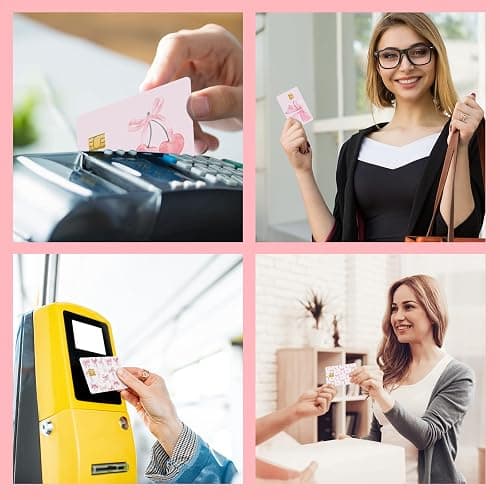 Honoson 16 Pcs Credit Card Skin Cover Set Debit Card Stickers Elegant Waterproof PVC ID Cover Anti-wrinkling for Transportation Fun Gift Idea(Bow,Pink) thumbnail 6