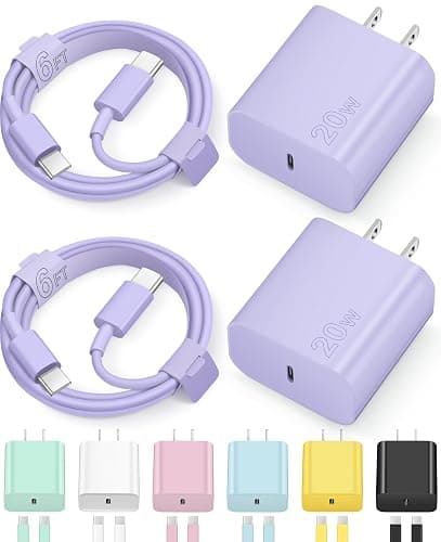 iPhone 17 16 15 Charegr Fast Charging Type C Chargers USB C Charger Block iPhone Air Chargers with 2 Pack 6FT Cable for iPhone 17/17 Plus/17 Pro Max/16/16 Plus/16 Pro Max/15 Pro Max/iPad Pro(Purple) - Image 1
