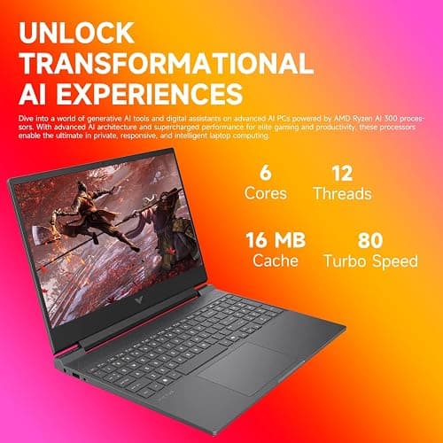 HP Victus RTX 4050 AI Gaming Laptop with Copilot, 15.6 FHD 144Hz, AMD Ryzen 7 7445HS(Beats Intel i7-13700), NVIDIA RTX 4050, 32GB DDR5 RAM, 1TB SSD, Backlit KB, Bundle with PCO Laptop Cooler thumbnail 3