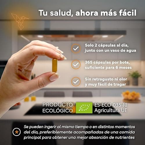 Cúrcuma con Jengibre y Pimienta Negra - 1410 mg por Dosis - 365 Cápsulas Formato Ahorro XL - Cúrcuma ECO en Cápsulas Veganas - Antiinflamatorio Natural - Apoyo Óseo y Articular - Sevens thumbnail 6