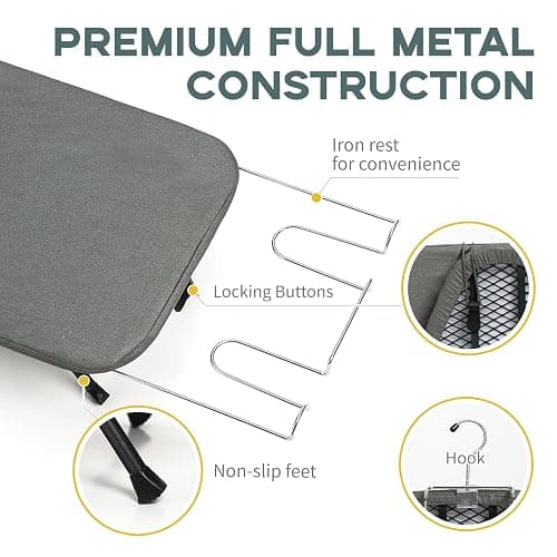 Small Ironing Board Tabletop, RAINHOL Compact Portable Iron Board Foldable with Cover and Pad, Countertop Mini Ironing Table for Travel and Space Saving, 31"x12", Black - Black thumbnail 4
