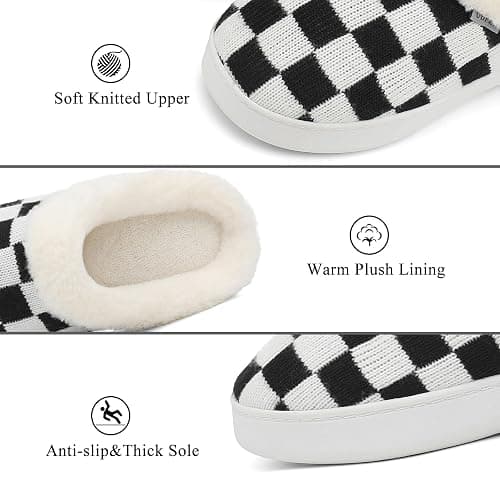 UBFEN Womens Slippers Classic Plaid Winter Warm with Memory Foam Fluffy House Shoes Platform Indoor Bedroom thumbnail 3