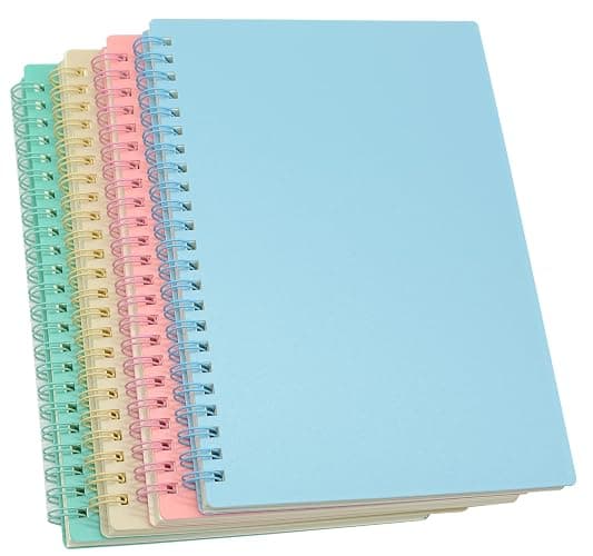 Yansanido Spiral Notebook, 4 Pcs 8.3 Inch x 5.9 Inch A5 Thick Plastic Hardcover 7mm College Ruled 4 Color 80 Sheets -160 Pages Journals for Study and Notes (4) - Image 1