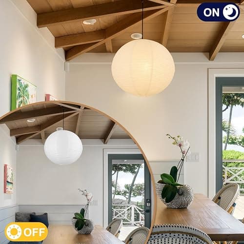 White Paper Lamp Shade, 12''x12'' Small Chinses Paper Lantern Pendant Light Shade,Round Lanpshade Home Decor Ceiling Lampshade, Foldable Lampshade thumbnail 2