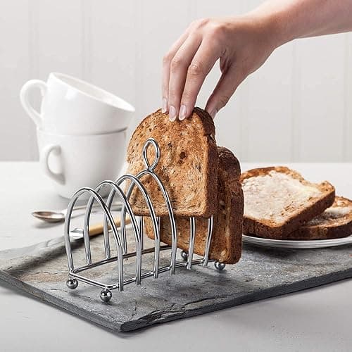 Kilo BA51 Victorian Design Chrome 6 Slice Toast Rack with Ball Feet and Loop Carry Handle thumbnail 4