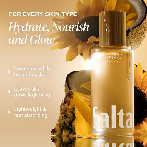 Saltair Body Oil. Luxurious Golden Hour After Shower and Bath Oil Moisturizer for Women and Men. Botanical, Non-Greasy, and Well-Absorbing Lotion for Hydrating Dry Skin. 4oz Pump Bottle thumbnail 2